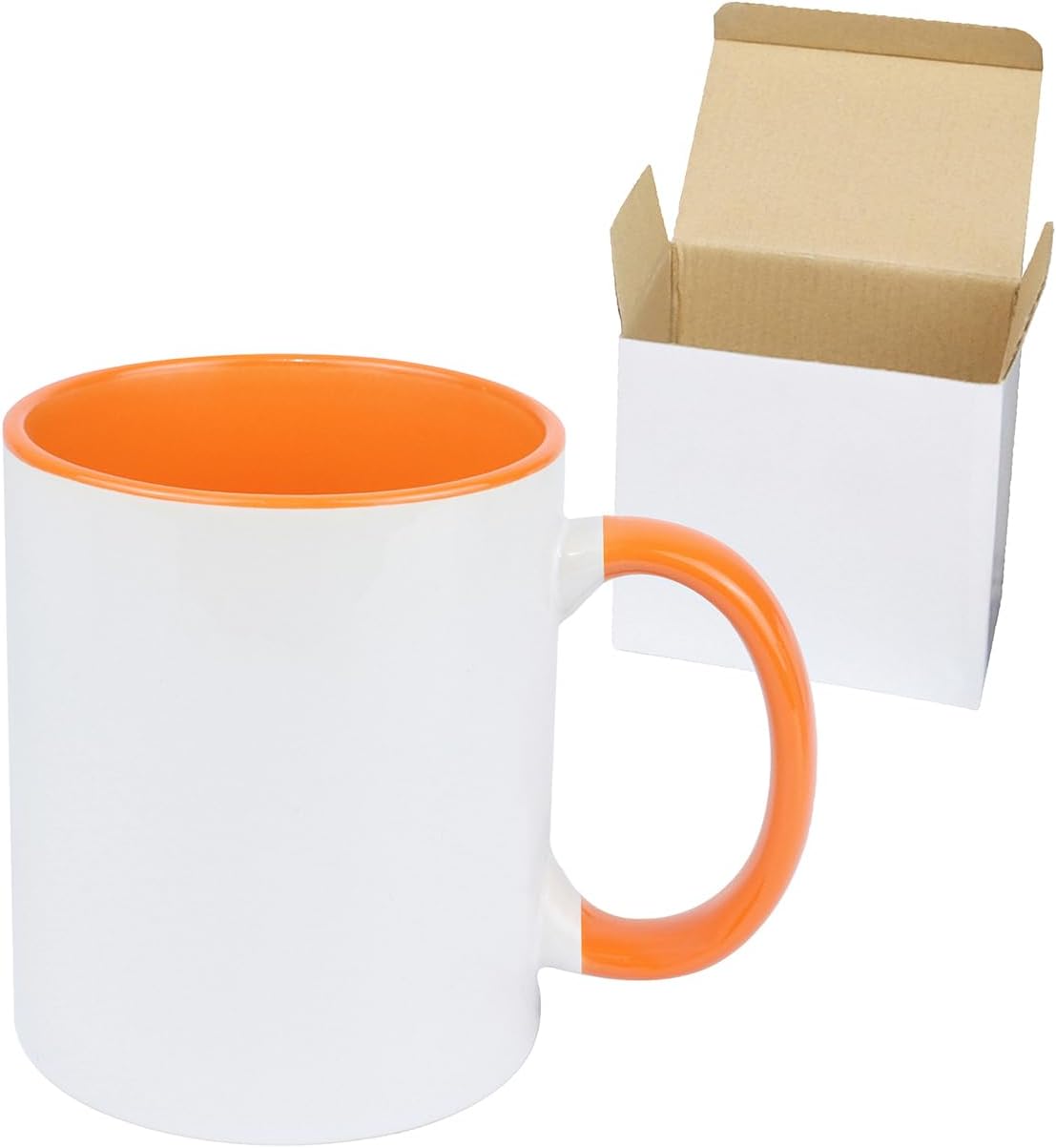 11oz White Ceramic Sublimation Coffee Mug in White Gift Box, 6 New Mixed Colors, Case of 6