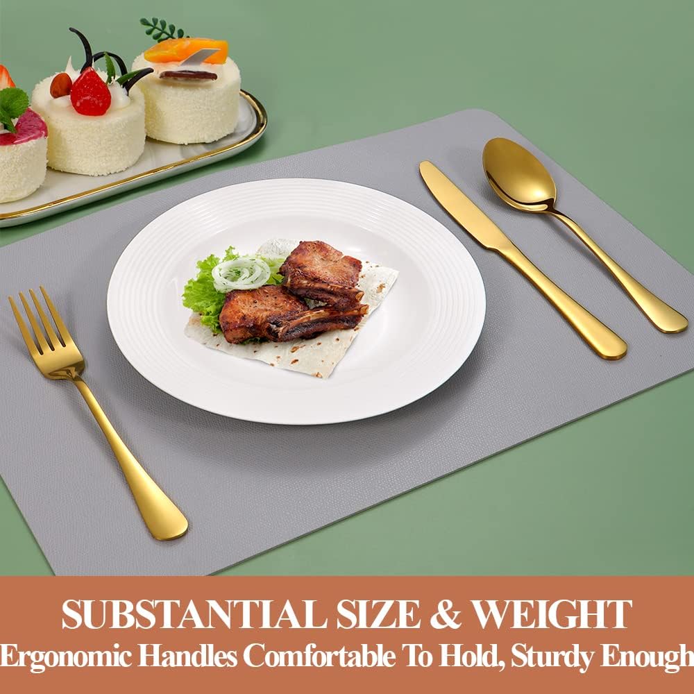 Lazycorner 40 Pcs Gold Silverware Set for 8, Food Grade Stainless Steel Flatware Set Include Fork/Knife/Spoon, Mirror Polished Eating Utensils Sets, Reusable Silverwear Cutlery Set, Dishwasher Safe