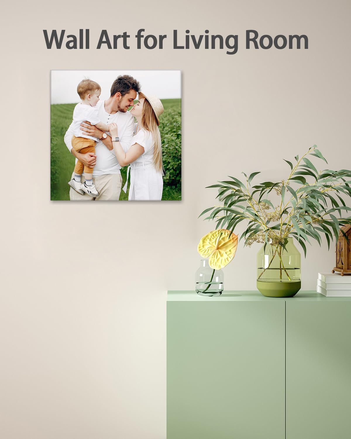 Personalized Custom Canvas Wall Art, Custom Canvas Prints with Your Photos for Living Room, Bedroom, Wedding Pet Baby Family Photo Framed Wall Art, Customized Photo Gift for Family,Friend,Lover,Pet