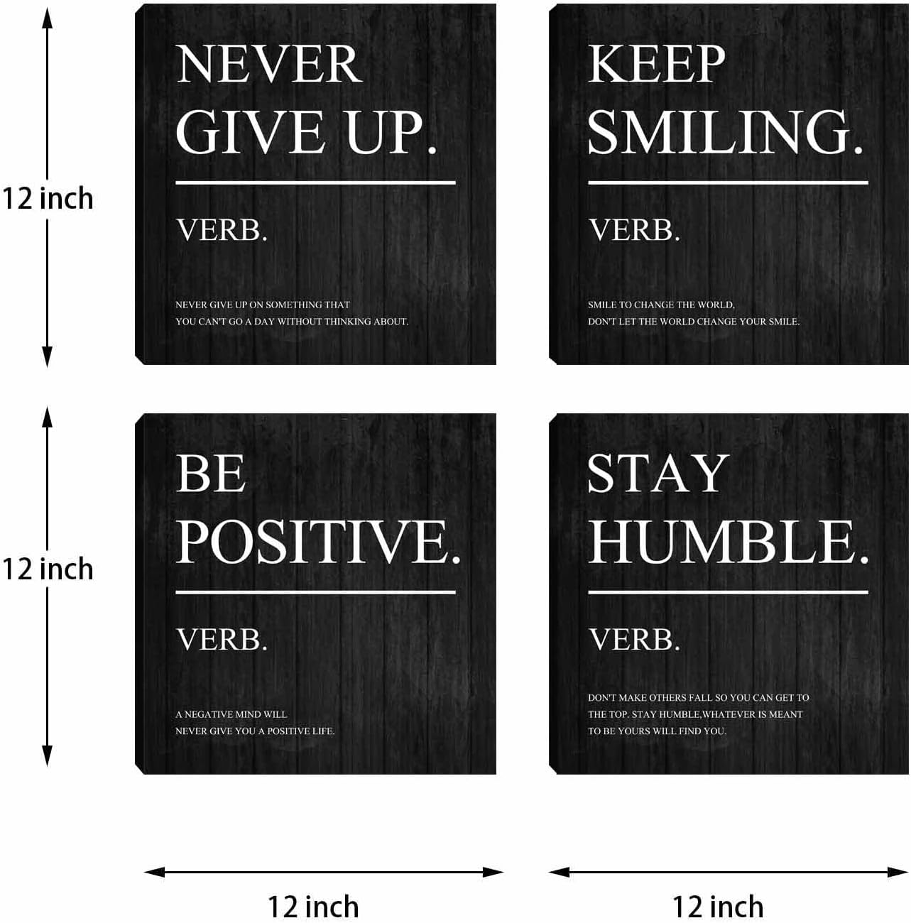 Motivational Wall Art, Office Wall Art Inspirational Quotes Canvas Art for Home Office Wall Decor, Positive Wall Decor Painting Poster Artwork for Company Living Room Bedroom Corridor 12”X12”X4