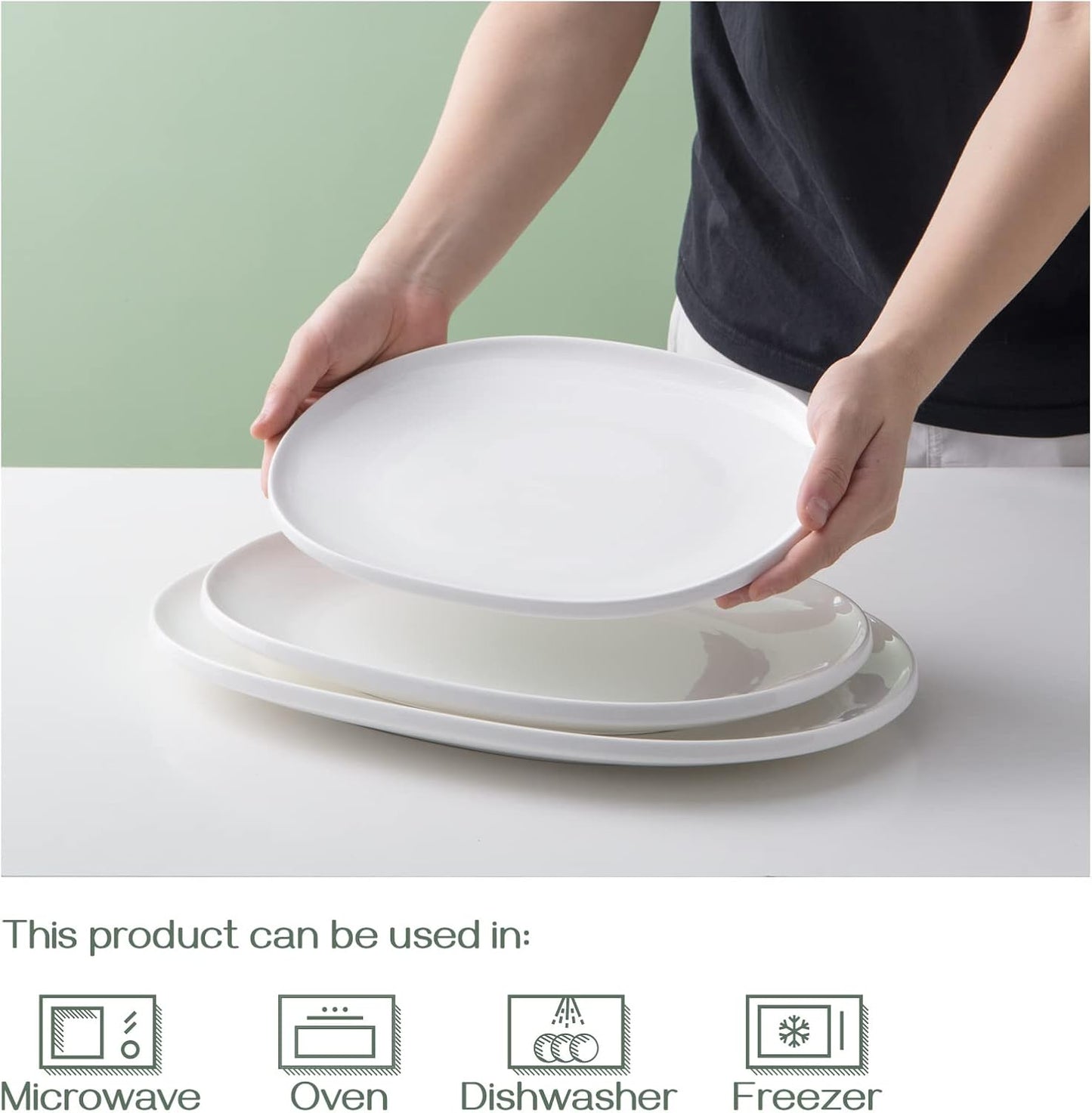 DOWAN Large Serving Platter, 16"/14"/12" Porcelain Platters for Entertaining Wedding Party, White Oval Plates Set of 3, Serving Dishes for Serving Food, Housewarming Gifts