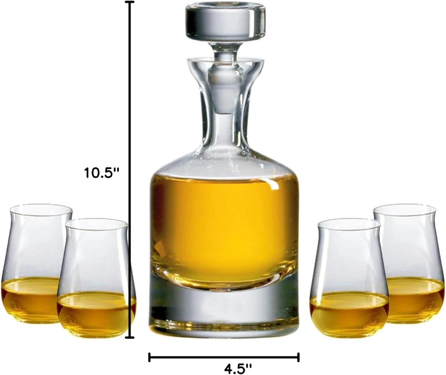 Ravenscroft Crystal | European-Made, Hand-Blown Scotch Decanter Gift Set | 1 Decanter with Stopper & 4 Glasses | 100% Lead-Free Crystal | Gift-Boxed