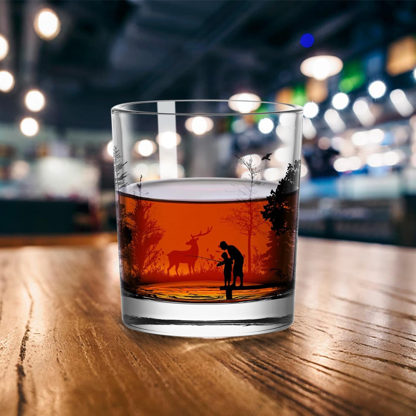 Old Fashioned Whiskey Glasses, Stemless Wine Glasses with Gift Box, 10Oz Rocks Glass for Scotch Cocktail Bourbon Vodka Liquor, Unique Gifts for Dad, Husband, Father's Day, Anniversary