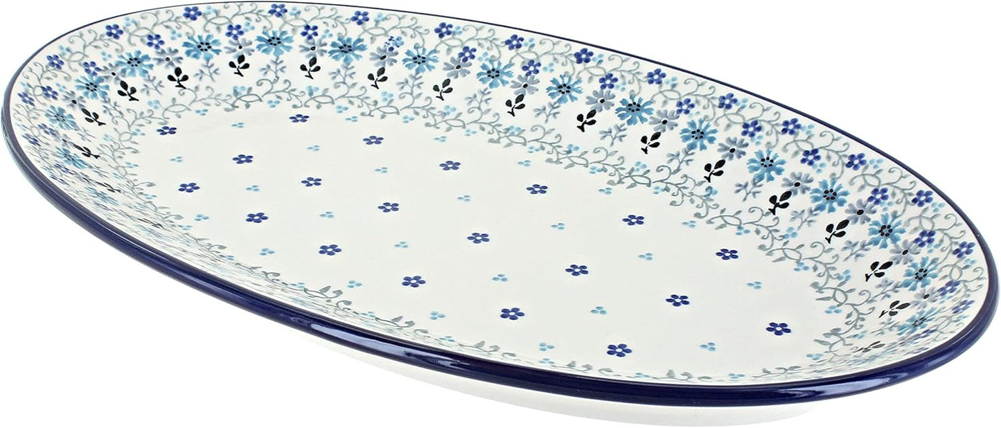 Blue Rose Polish Pottery Celeste Oval Platter