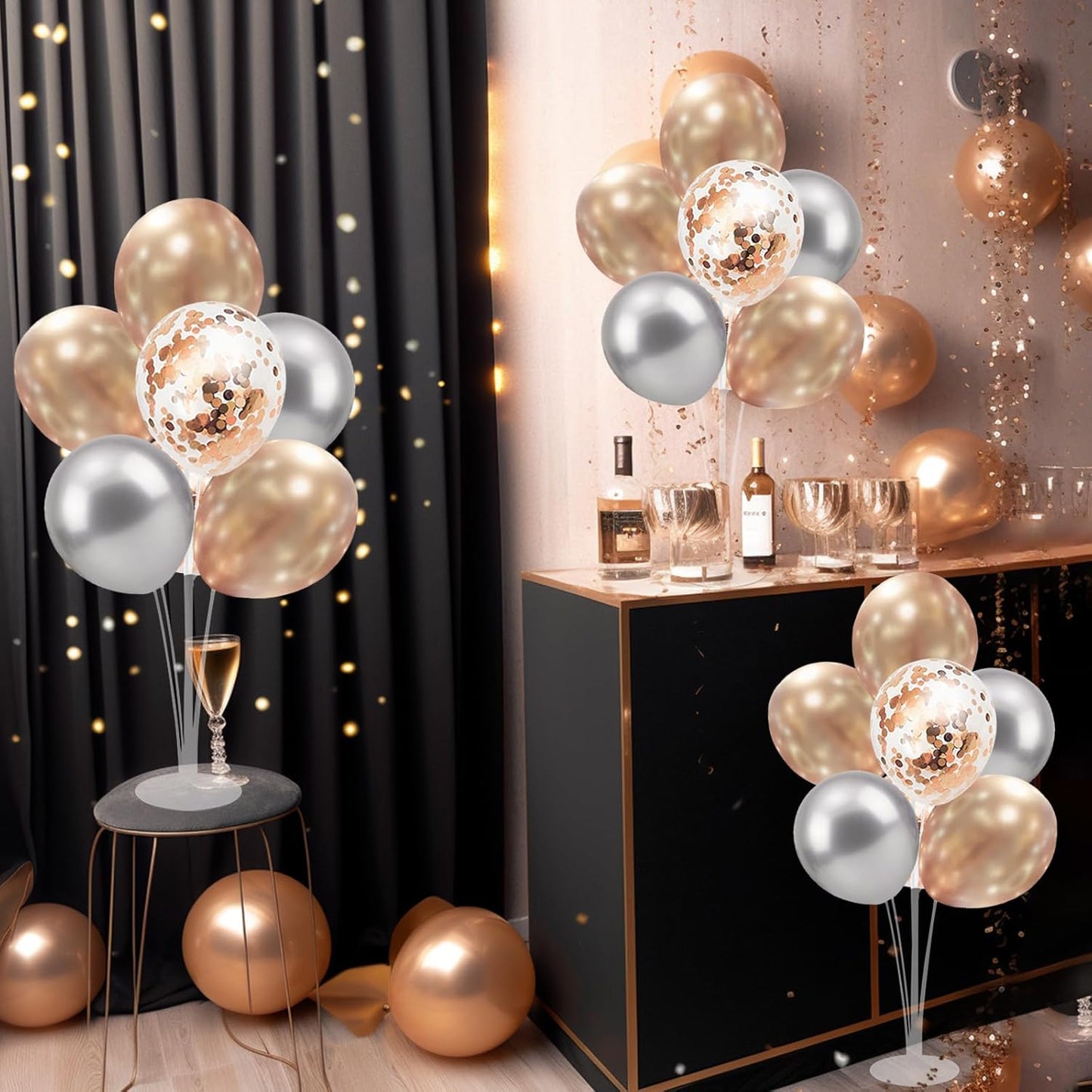 Champagne Balloon Stand Centerpiece Table Decorations for Women's Birthday Bridal Shower Wedding Engagement Anniversary Retirement Mother's Day New Years Decorations 2025 (Champagne set4)