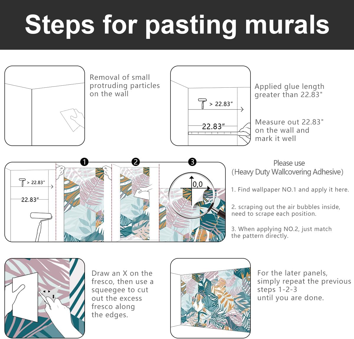 -Abstract Geometry Botanical Banana Leaf Fabric Wallpaper Living Room Bedroom Bathroom Tropical Plant Leaf Wall Mural- 91"x65"( not Peel and Stick)