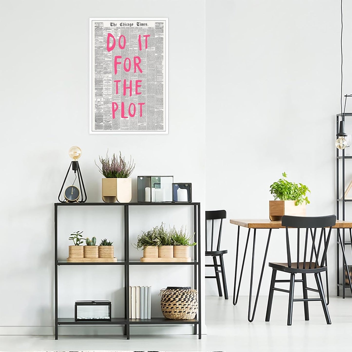Liyark Retro Black And White Chicago Newspaper Poster Pink Trendy Preppy Apartment Art Motivational Affirmation Do It For The Plot Prints For Home Bedroom Living Room Wall Decor 16x24in Unframed