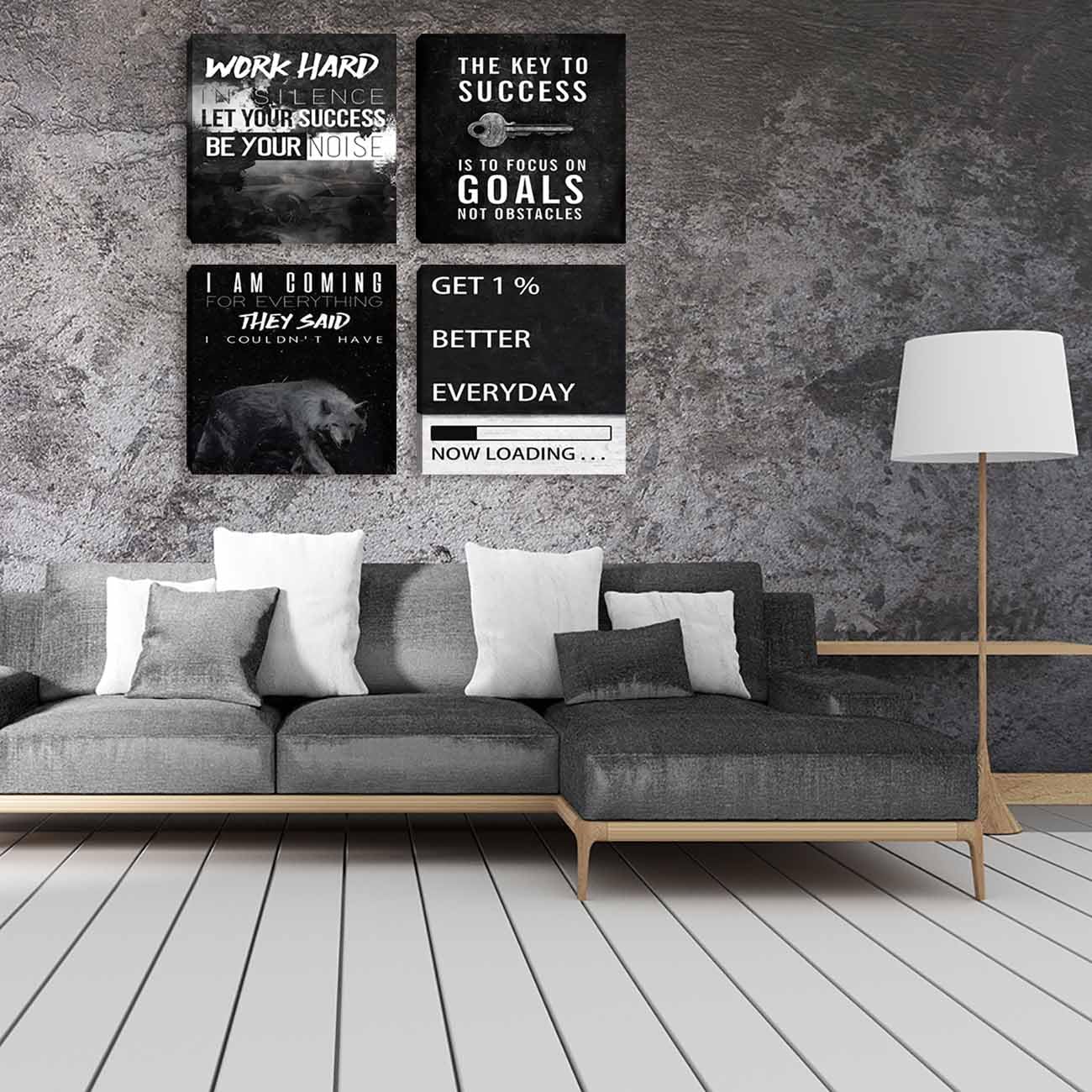 Motivational Wall Decor Art Inspirational Success Canvas Poster Artwork Positive Quote Painting Office Wall Decor Art for Women Men Company Bedroom Living Room Home Decoration Framed 20”X20”X4