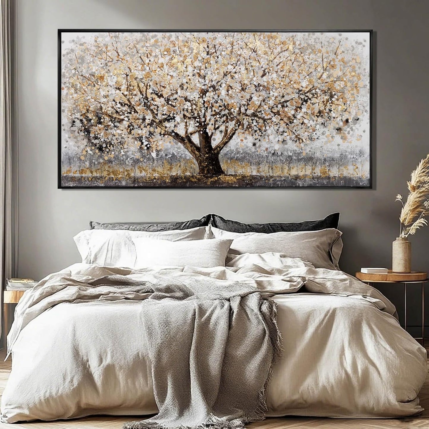 Brown and White Framed Wall Art Floral Wall Prints Botanical Wall Decor Nature Wall Posters 24"x48" Pictures for Bedroom Kitchen Artwork