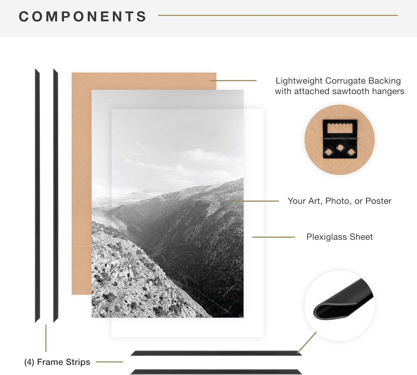 MCS Original Poster Frame 24x36 Black Lightweight Vertical & Horizontal Wall Hanging Large Picture Frame for Posters, Art Prints & Gallery Wall (2-Pack)