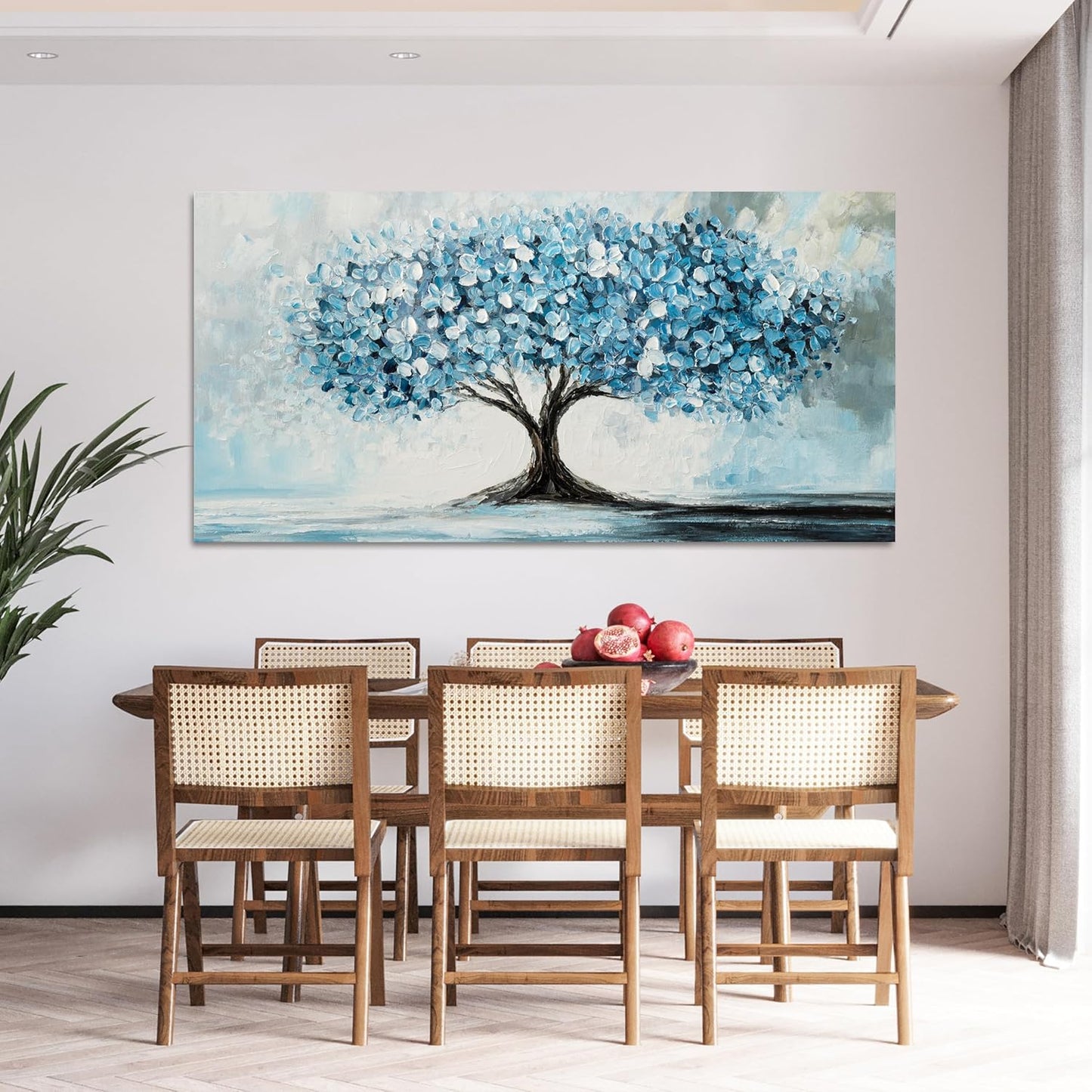 Canvas Wall Art Decor Tree of Life Wall Art Modern Large Blue White Wall Art Prints Canvas Art Wall Decor Large Artwork for Walls Wall Art Pictures for Living Room for Home Office Decor 29" X 58"