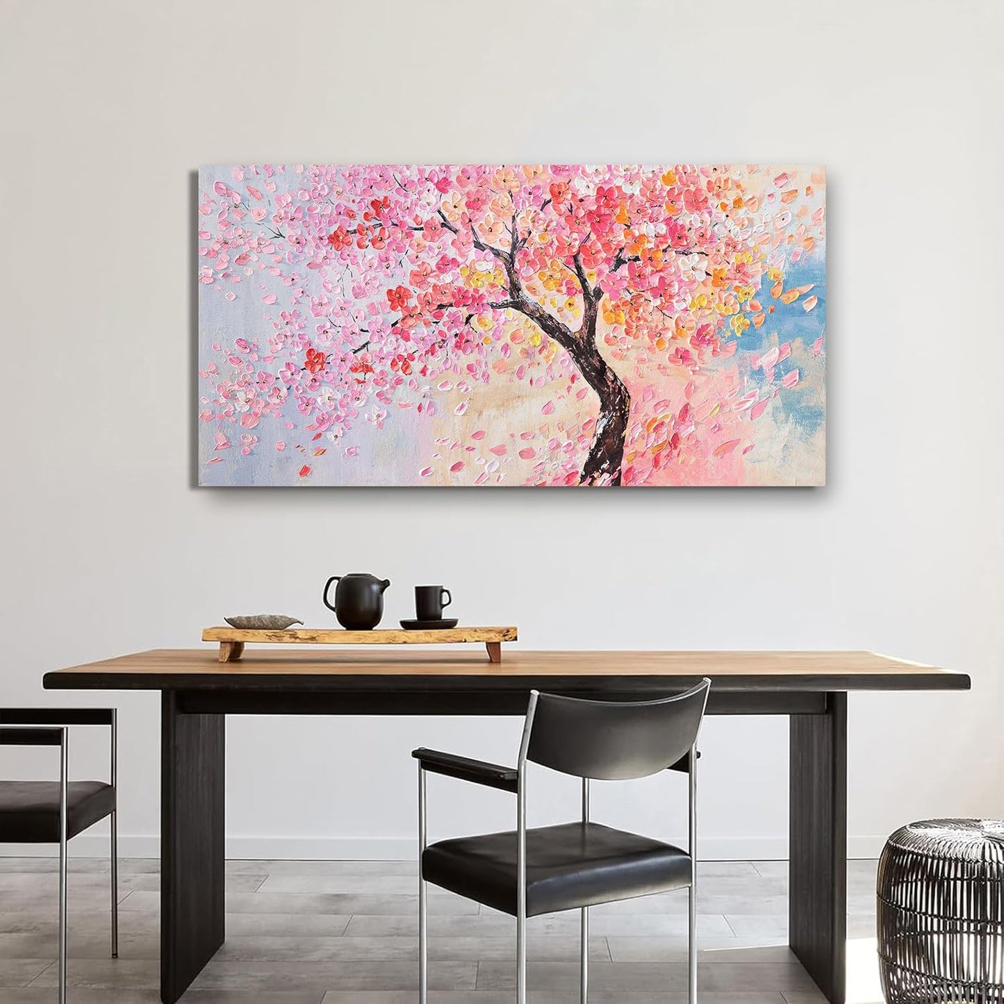 Canvas Wall Art Decor Artwork for Walls Tree of Life Wall Art for Living Room Blue Pink Wall Art Decor Vintage Tree Flower Wall Art Decoations Print Art Work for Home Office Wall Decor 20" X 40"