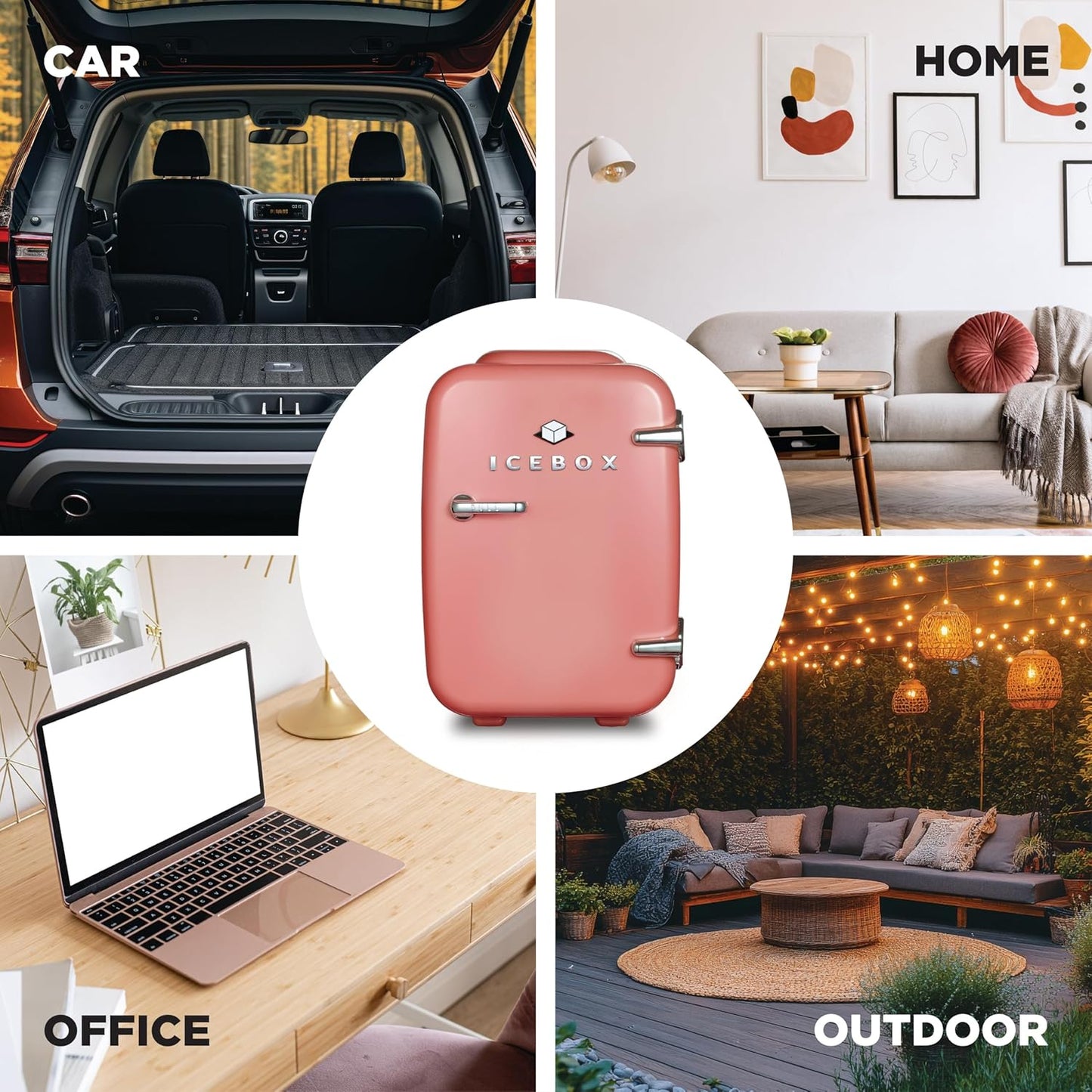 IBMF4BLS Fridge for Bedroom, Skincare, Portable Cooler & Warmer for Makeup, for Office & Home Refrigerator, Mini (4 L / 6-Can), Blush Red