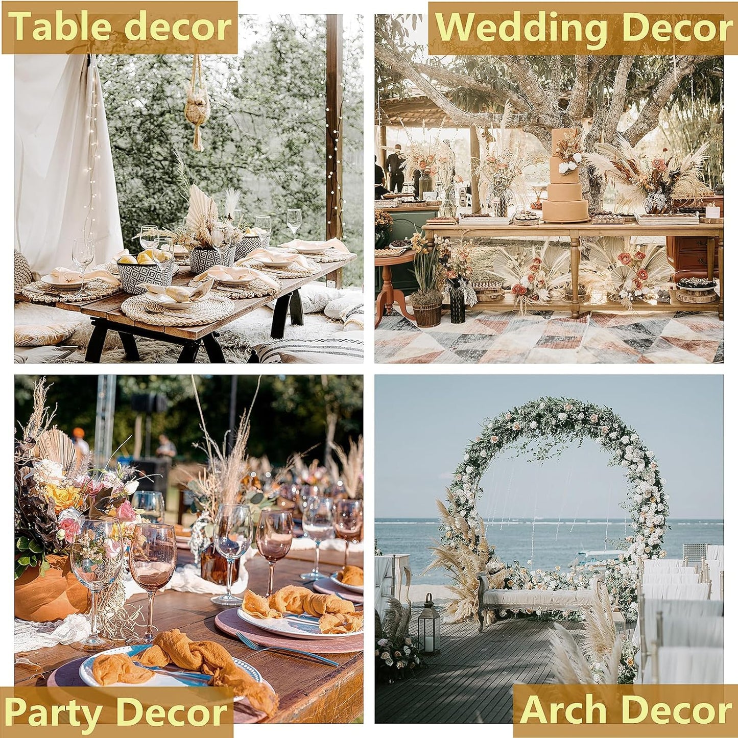 Dried Pampas Grass Decor, 128PCS Pampas Grass with Bunny Tails Dried Flowers, Reed Grass Bouquet for Wedding, Boho Flowers, Home Table Decor, Rustic Farmhouse Party