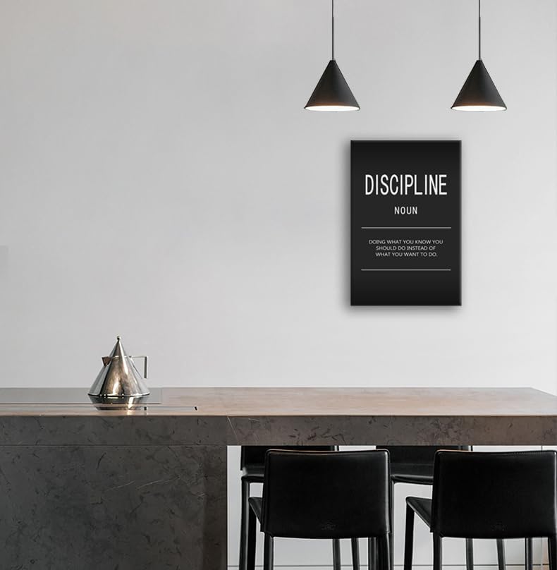 Inspirational Canvas Wall Art Inspiring Painting Prints Motivational Entrepreneur Quotes Discipline Noun Posters Inspiration Office Home Decor Artwork Living Room Framed Ready to Hang[12" W X 18" H]
