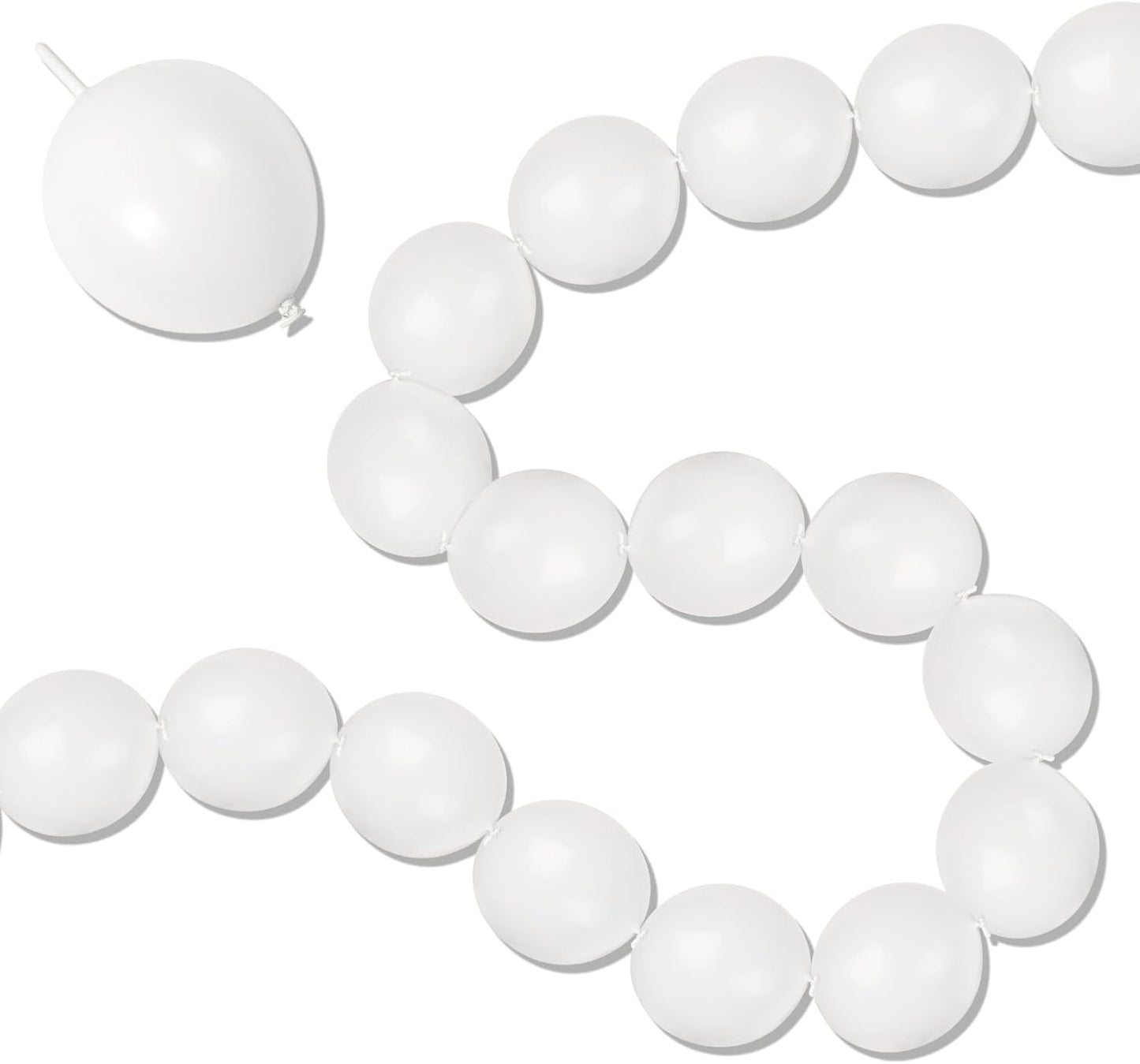 White Link Balloons, 100PCS Linking Balloons with Tail for Making Balloon Wall Arch and Chains, Pearl Quick Balloon for Wedding Birthday Baby Shower Engagement Graduation Party Decorations (6inch)
