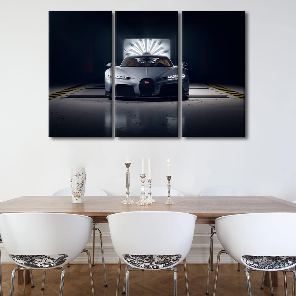 TUMOVO Supercar Wall Art for Living Room Large Size Gray Sports Car Office Wall Decor Canvas Prints Speed Sports Racing Cars Modern Artwork for Bedroom Bathroom Framed Ready to Hang, 60" Wx40 H