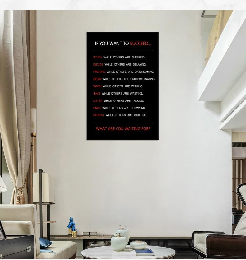 If You Want to Succeed Motivational Wall Art for Office Inspirational Painting Positive Entrepreneur Quotes Canvas Poster Pictures Print Wall Decor Artwork for Living Room Framed [24''Wx 36''H]