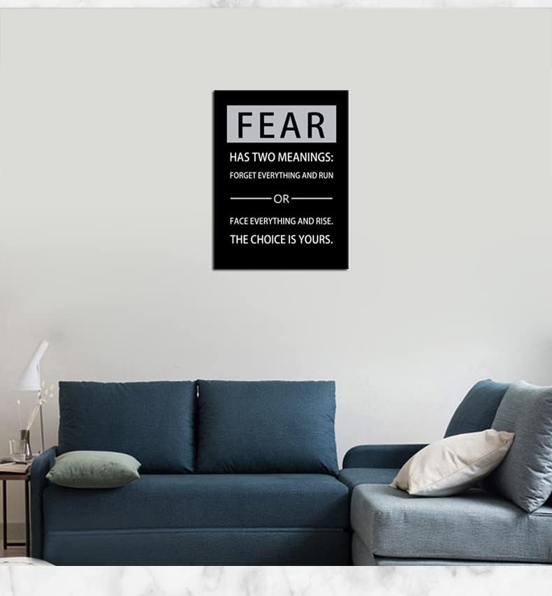 Inspirational Canvas Wall Art Fear Has Two Meanings Printed Pictures Motivational Entrepreneur Quotes Pictures Posters Home Decor Painting Frame for Living Room Office Ready to Hang [18''W x 24''H]