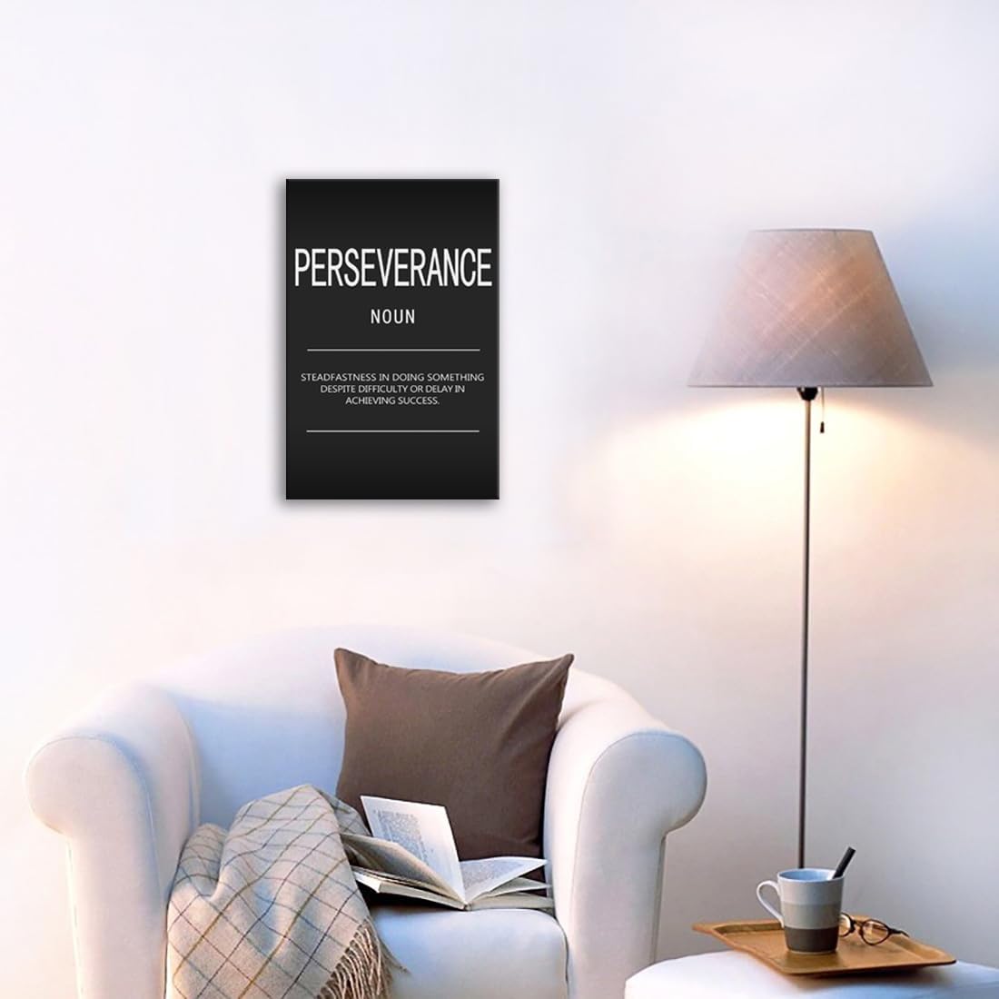 Motivational Canvas Wall Art Perseverance Noun Inspirational Posters and Prints Inspirational Painting Artwork Modern Inspiring Office Living Room Gym Decor Framed Ready to Hang[12" W X 18" H]