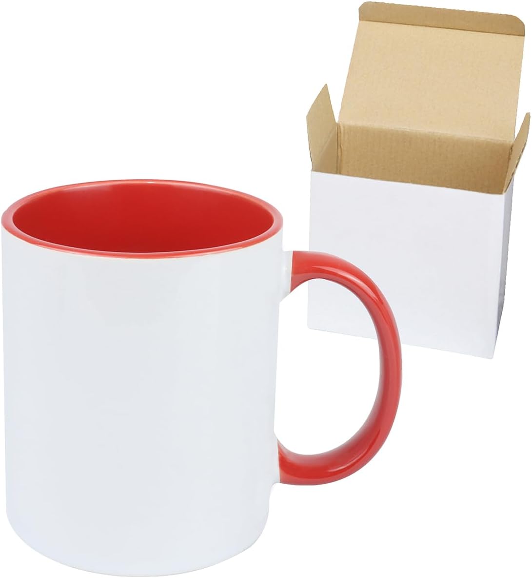 11oz White Ceramic Sublimation Coffee Mug in White Gift Box, Red, Case of 36