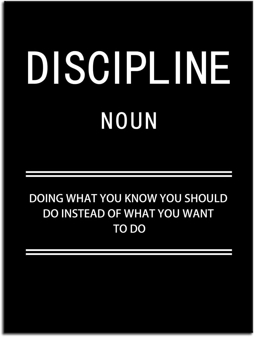 Inspirational Canvas Positive Wall Art Motivational Discipline Noun Wall Art Poster Quotes Success Canvas Artwork Picture Print Framed for Home Office Living Room Gym Wall Decor[18''W X 24''H]