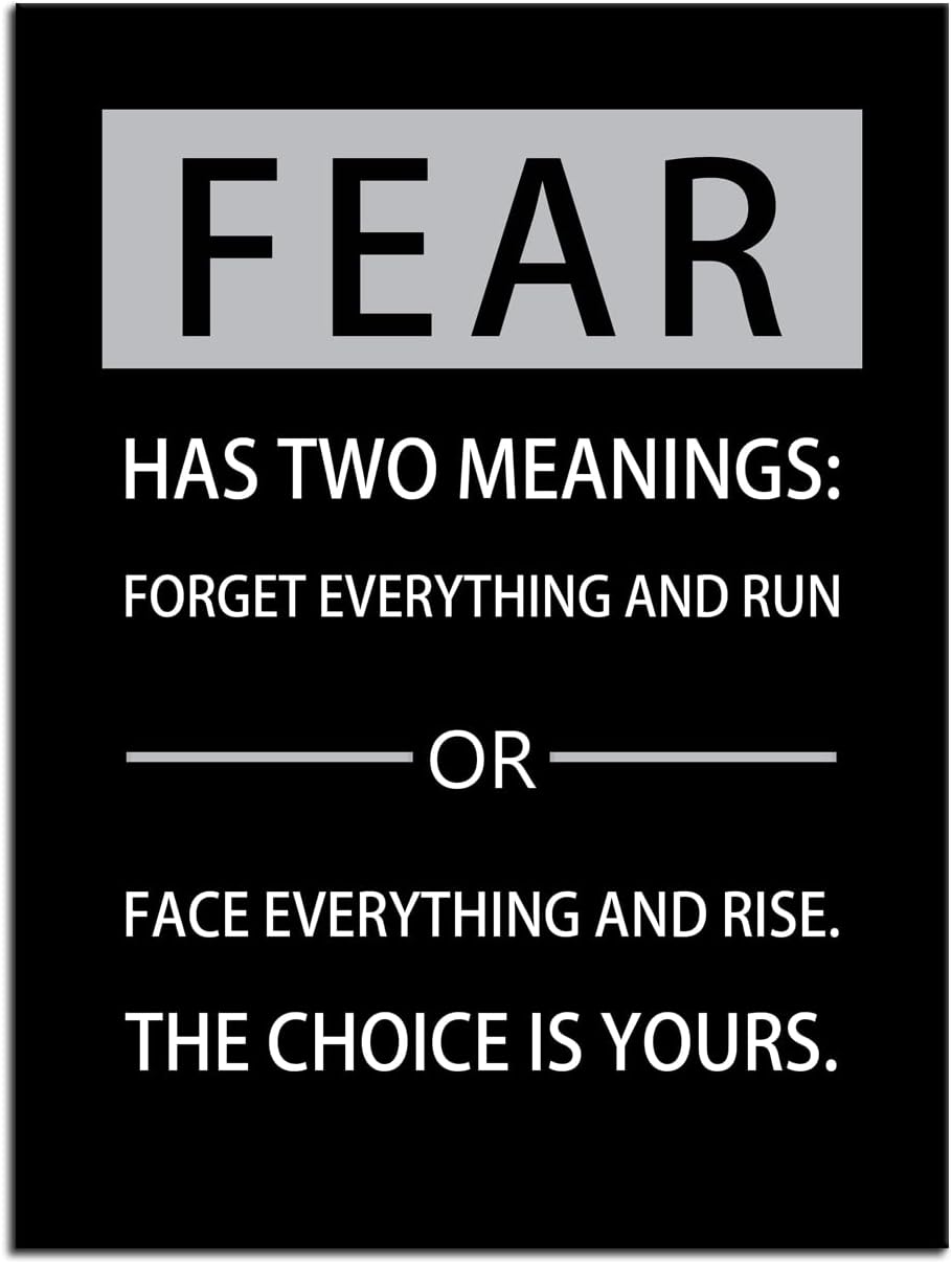 Motivational Entrepreneur Quotes Pictures Posters Fear Has Two Meanings Printed Pictures Inspirational Canvas Wall Art Home Decor Painting Frame for Living Room Office Ready to Hang [30''W x 40''H]