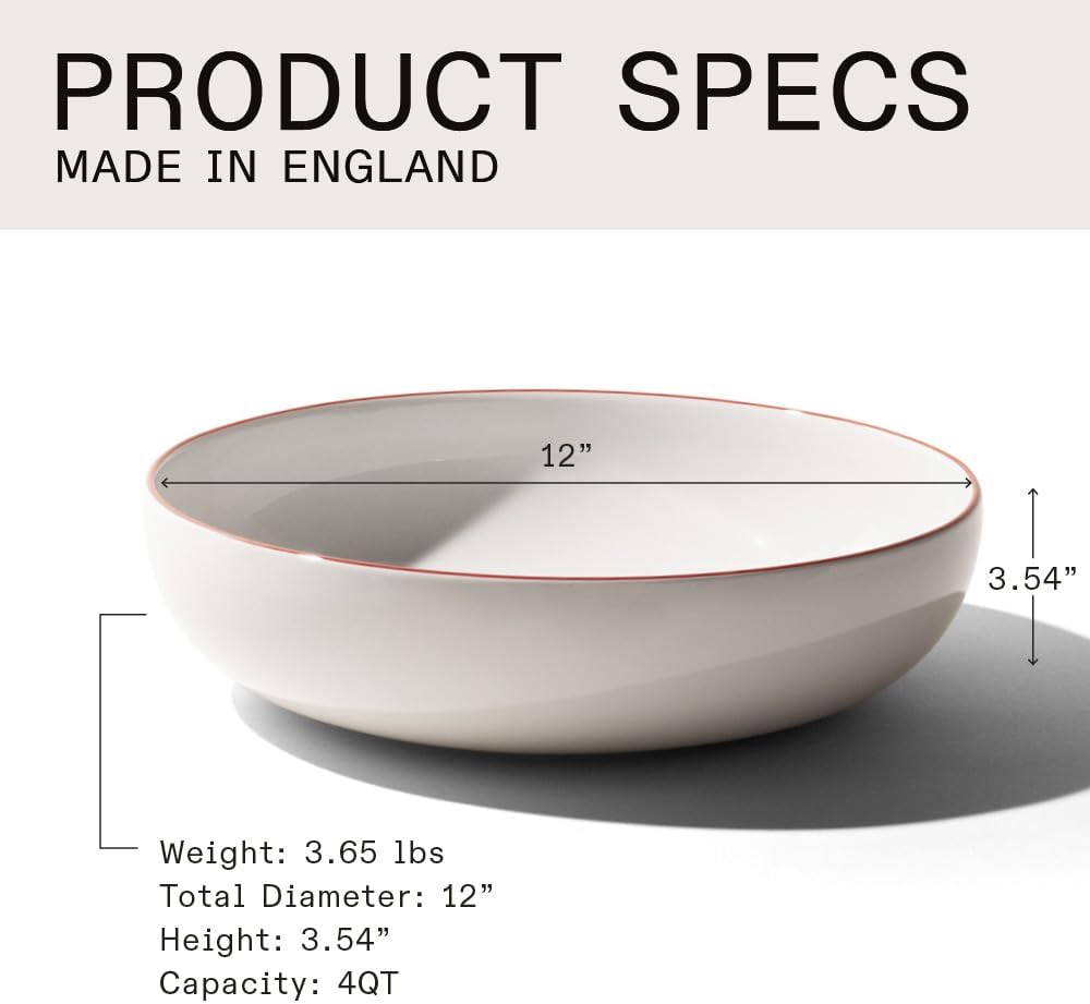 Made In Cookware - Serving Bowl - White With Red Rim - Porcelain England