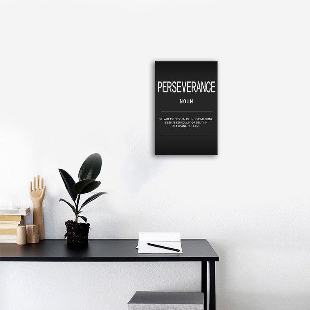 Motivational Canvas Wall Art Perseverance Noun Inspirational Posters and Prints Inspirational Painting Artwork Modern Inspiring Office Living Room Gym Decor Framed Ready to Hang[12" W X 18" H]