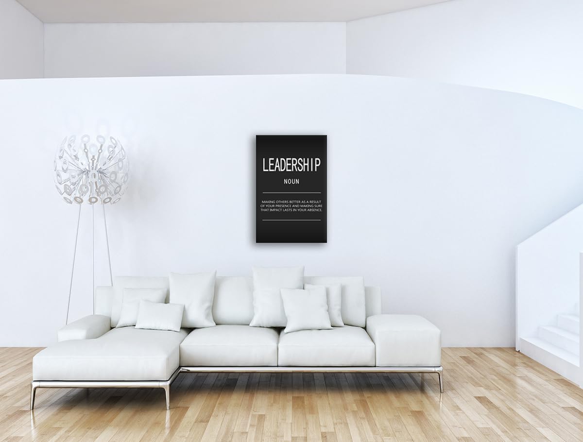 Motivational Canvas Wall Art Office Posters Prints Inspiring Quotes Leadership Noun Inspirational Pictures Artwork Decor for Living Room Home Wooden Framed Ready to Hang[24" W x 36" H]