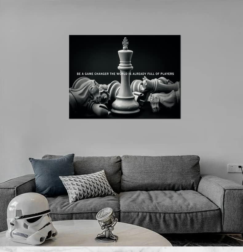 Motivational Wall Art Be A Game Changer The World Is Already Full Of Players International Chess Inspirational Poster Canvas Painting Prints Wall Pictures for Home Decor Framed Artwork [30''W x 40''H]
