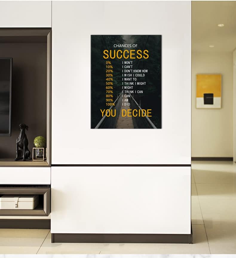 Motivational Canvas Wall Art Chances of Success Inspirational Positive Poster Inspiring Painting Prints Wall Pictures for Living Room Office Home Decor Framed Artwork [30''W x 40''H]