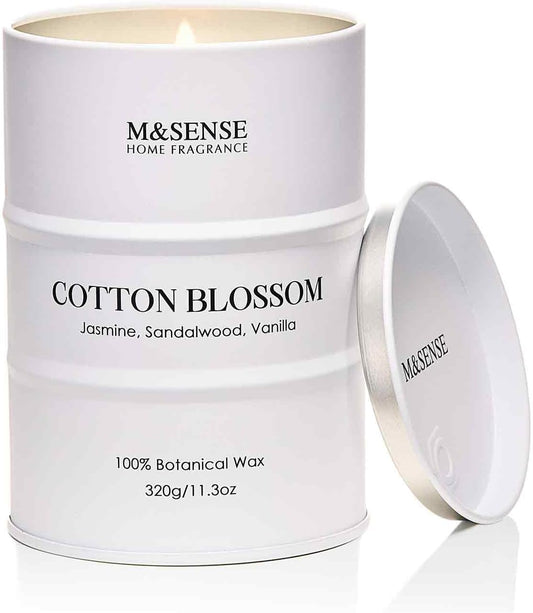 M&SENSE Cotton Blossom Scented Candles Natural Non Toxic, Aromatherapy Candle for Stress Relief Meditation Relaxing, Housewarming Gifts for Women Men, 11.3oz 70 Hour Long Burning
