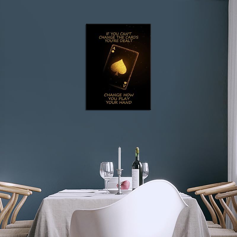 Poker Motivational Poster Ace of Spades Game Inspirational Wall Art Quotes Wall Decor for Living Room Bedroom Office Bathroom Canvas Print Artwork Framed Art Decoration Ready to Hang [18''Wx 24''H]