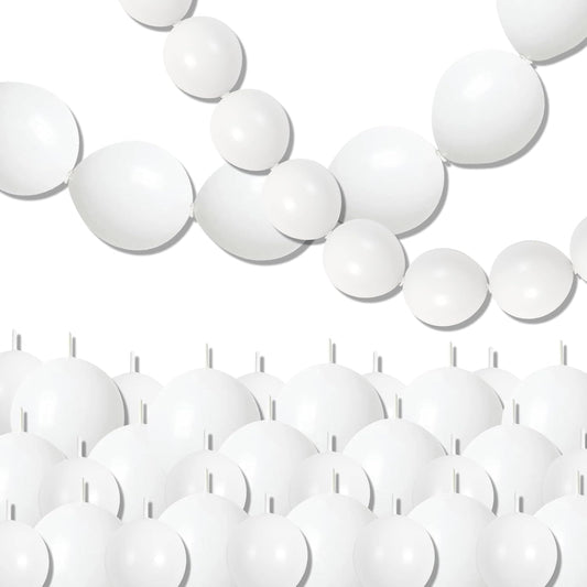 White Quick Link Balloons, 120PCS Linking Balloons for Making Balloon Wall Balloon Arch Balloon Chains, Pearl Balloons for Wedding Birthday Baby Shower Graduation Grad Party Decorations (6+10inch)