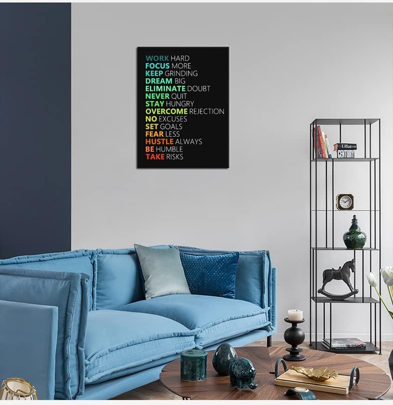 WYJZDZQ8 Motivational Poster Inspirational Canvas Wall Art Motivation Canvas Prints Artwork for Office Living Room Gym Modern Home Decor Painting Stretched and Framed Ready to Hang [18''Wx 24''H]