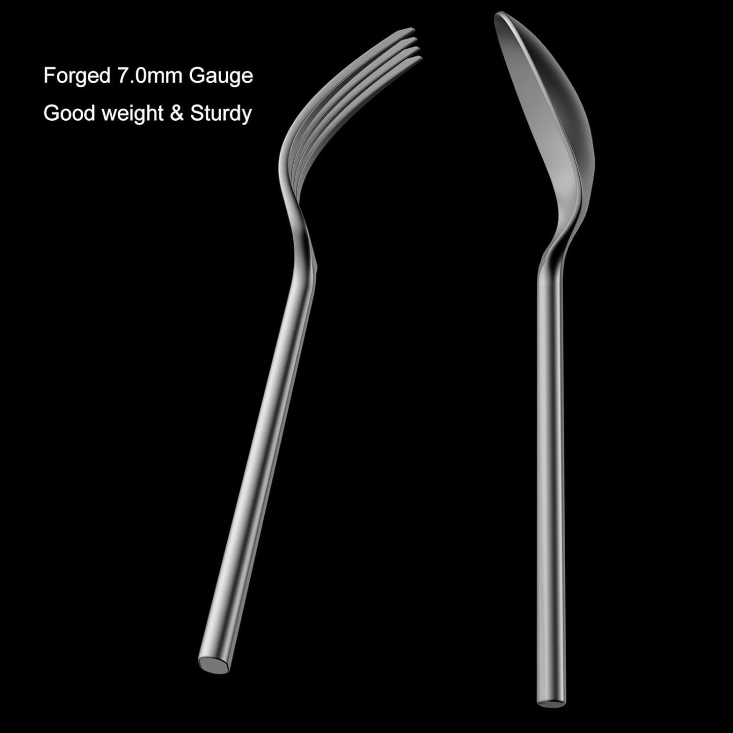 Alata Potter 20-Piece Forged Silverware Set, Service for 4 – Premium Stainless Steel Flatware Set, Modern Design with Satin Finish, Ideal for Home, Kitchen, Party, Camping