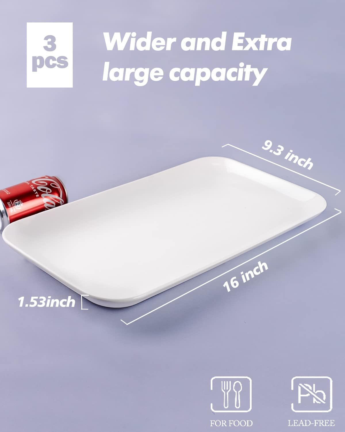 Delling 16 inch Serving Platter Set, White Porcelain Platters for Serving Food, Large Serving Trays for Party, Entertaining, Fruit, Appetizer, Oven Safe Dinnerware Set of 3