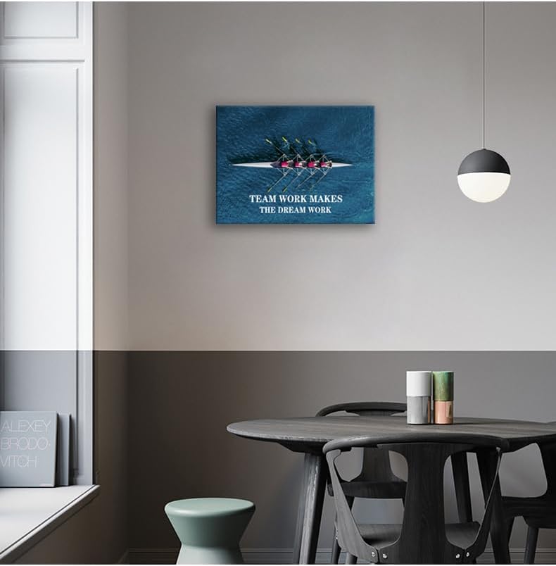 Motivational Canvas Wall Art Team Work Makes The Dream Work Inspirational Painting Positive Quotes Poster Team Pictures Print Wall Decor Artwork for Bedroom Living Room Office Framed[18" W x 24" H]