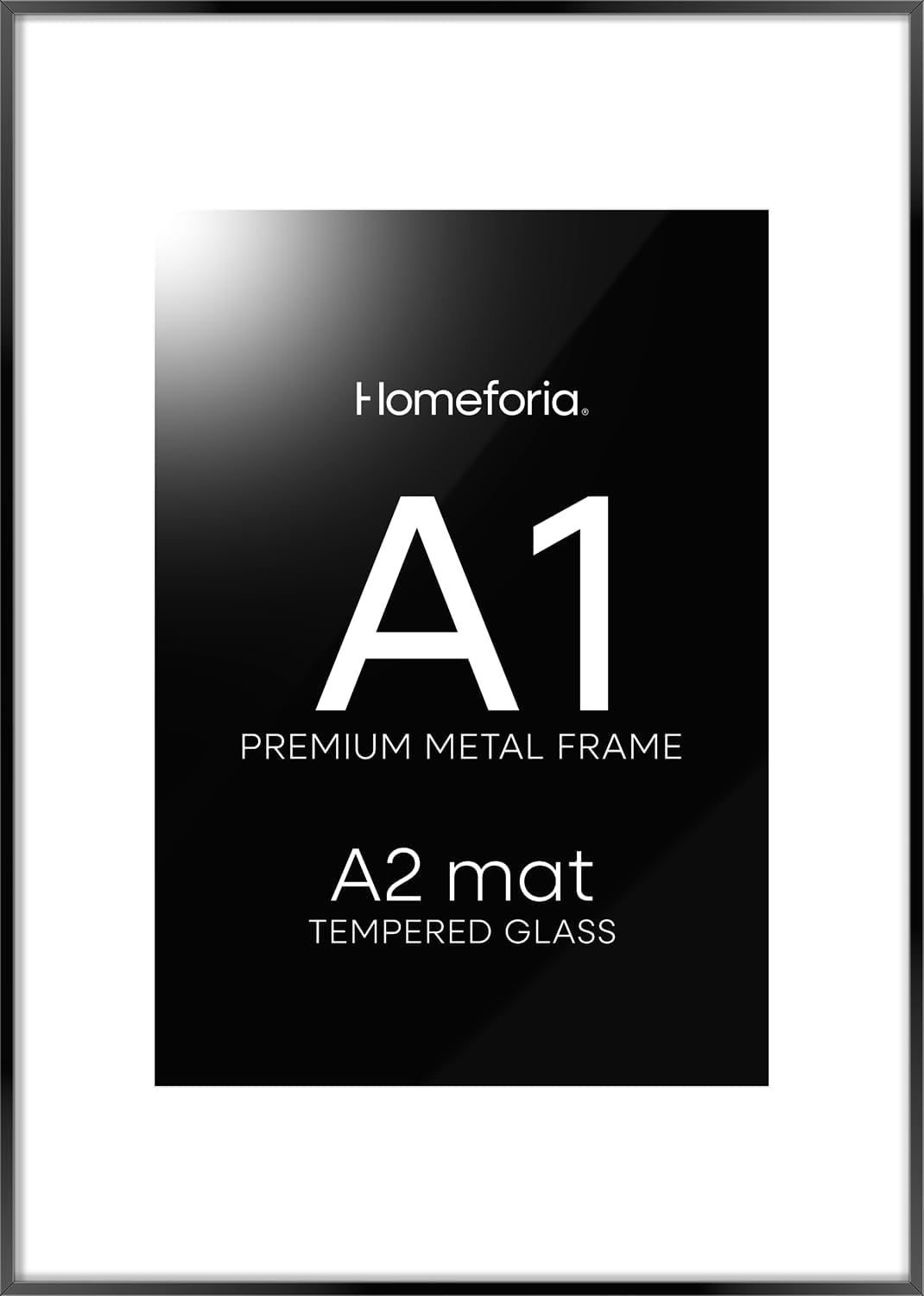 Homeforia A1 Poster Frame Black, High End Metal 23.4 x 33.1 inch Large Picture Frames with Mat 16.5 by 23.4 for Photo, A1 Size Frames Matted to A2 Print, 23.4x33.1 Thin Frame, Tempered Glass, Set of 1