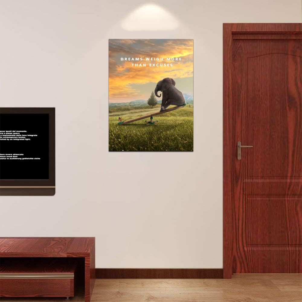 Motivational Canvas Wall Art Inspirational Poster Inspiring Quote Dreams Weigh More Than Excuses Picture Home Office Decor Painting Framed and Stretched Ready to Hang [30''W x 40''H]