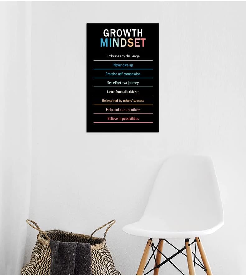 Inspirational Wall Art Growth Mindset Motivational Life Learning Poster Canvas Prints Artwork for Office Living Room Modern Home Decor Painting Stretched and Framed Ready to Hang [12''Wx 18''H]