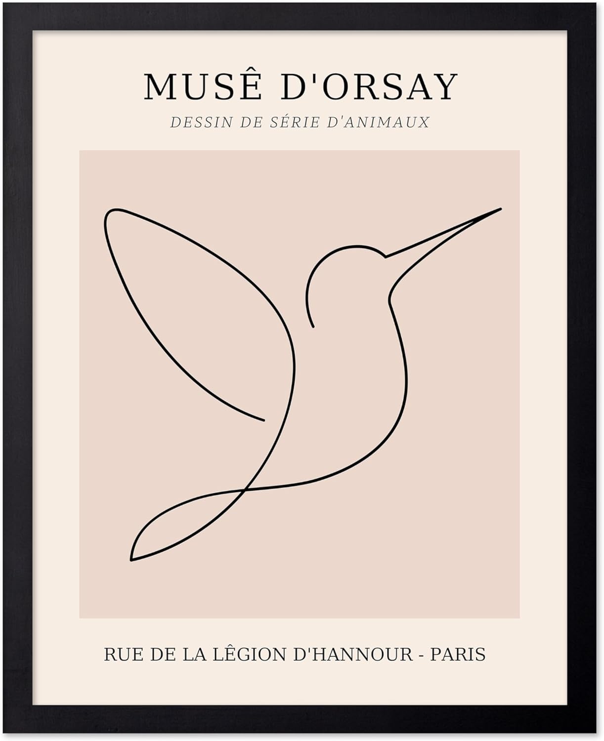 Poster Master Vintage Poster - Retro One Line Hummingbird Drawing Print - Bird Line Art - Minimal Gift for Him, Her, Animal Lover - Abstract Decor for Home, Office - 16x20 UNFRAMED Wall Art