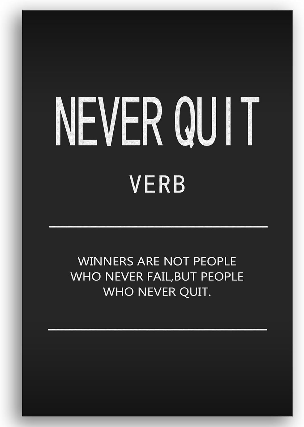 Inspirational Wall Art Motivational Quotes Pictures Inspirational Canvas Painting Never Quit Verb Posters Prints Artwork Modern Home Decor for Office Living Room Framed Ready to Hang[24" W x 36" H]