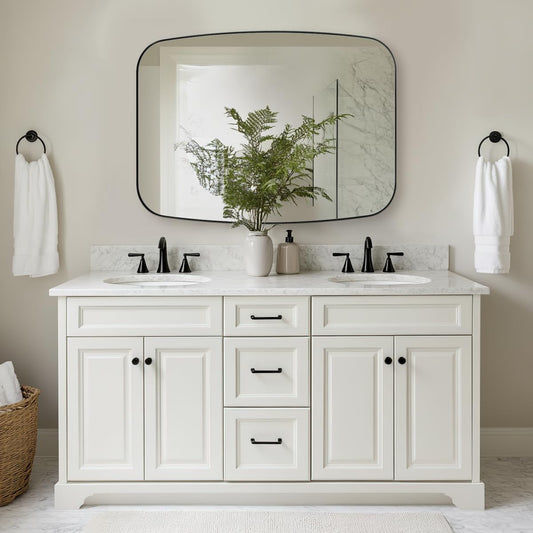 ANDY STAR Oval Mirrors for Bathroom, 30x48’’ Black Oval Mirror for Bathroom, Oblong Mirrors with Black Metal Frame Pill Shaped Mirror Wall Mounted Horizontal or Vertical