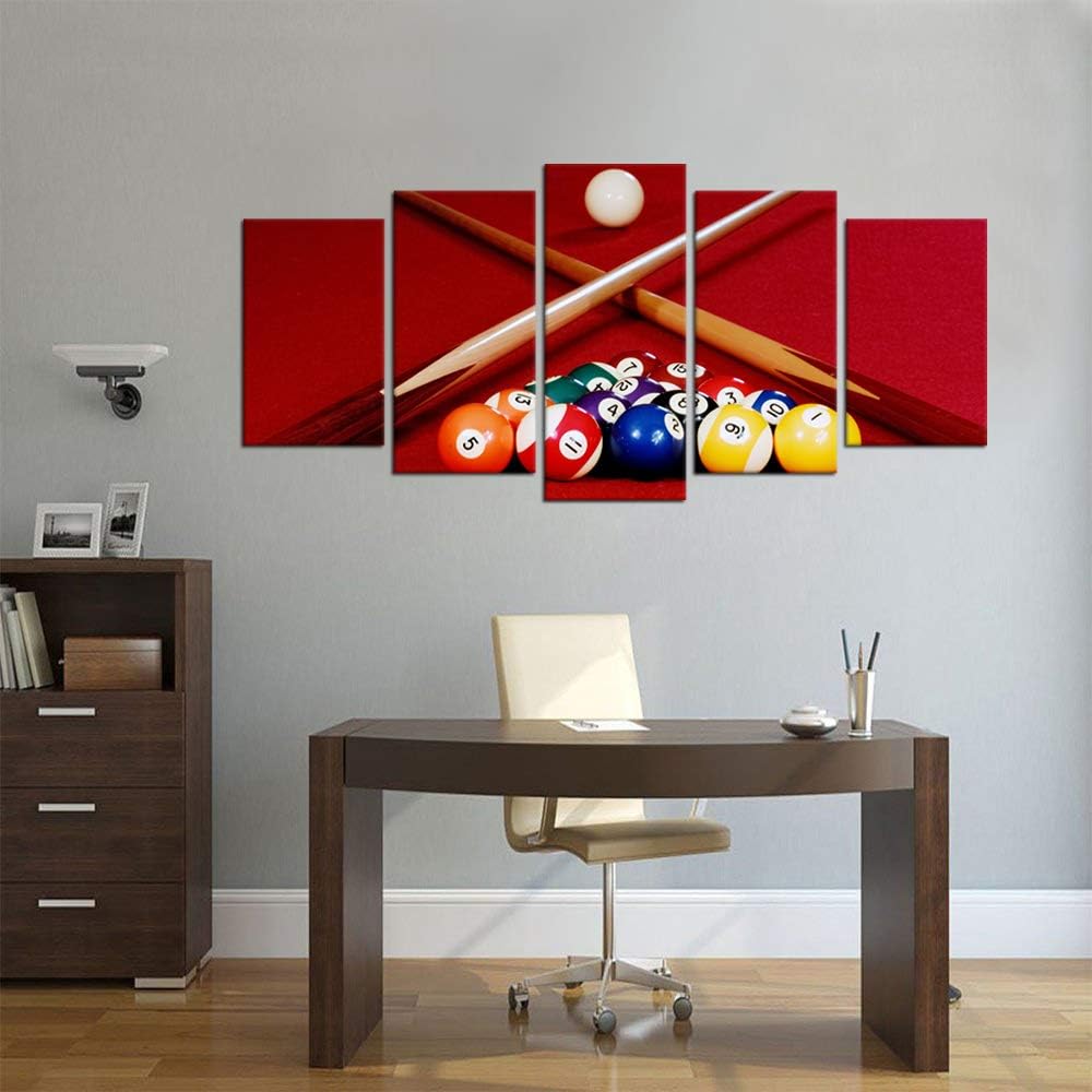 Biuteawal Playing Pool Table Billiard Balls Picture Canvas Wall Art Sport Giclee Prints Snooker Photo Painting for Home Game Room Club Bar Wall Decoration