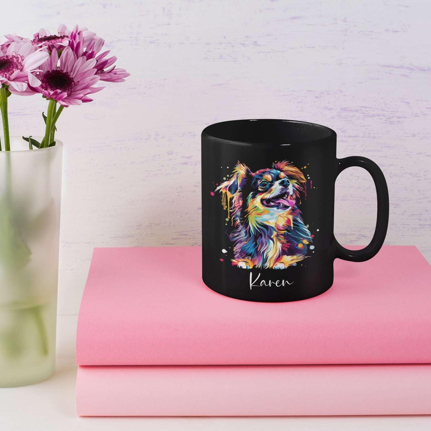 Customizable Dog Themed Ceramic Mug, 11oz & 15oz, Personalized with Name and Colorful Pet Design, Ideal for Dog Lovers