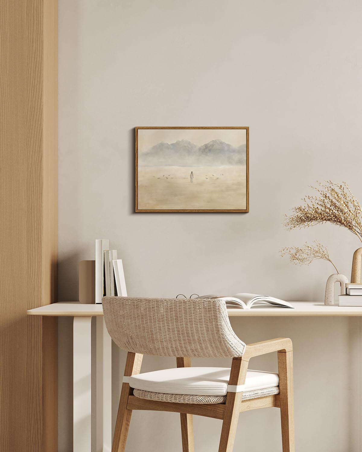 VIYYIEA Framed Wall Art for Living Room, Easter Sheep Jesus Canvas Prints, Vintage Christian Wall Art Home Decor, Christ Painting Picture, Bathroom Wall Decor Gifts for Friends or Family -16L x 12W