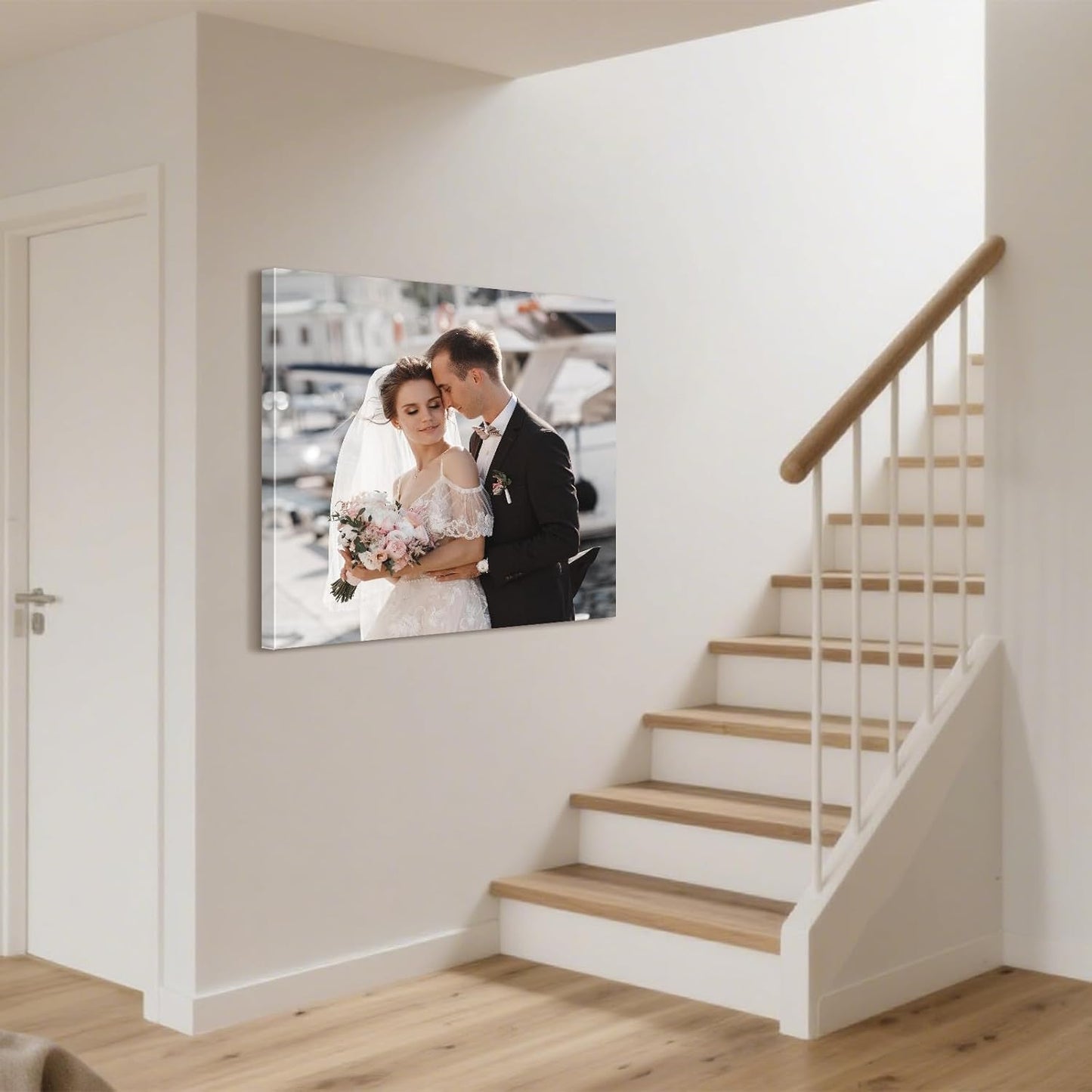 Personalized Custom Canvas Prints with Your Photos & Text, Customized Picture Print, Transform Own Images Into Framed Wall Art Digitally Printed Photo to Canvas, Keepsakes Gifts for Family 24x24’’