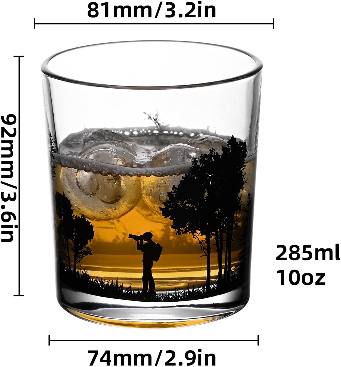 Old Fashioned Whiskey Glasses, Stemless Wine Glasses with Gift Box, 10Oz Rocks Glass for Scotch Cocktail Bourbon Vodka Liquor, Unique Gifts for Dad, Husband, Father's Day, Anniversary